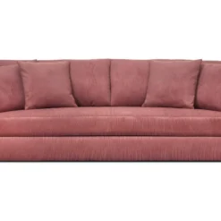 Canapé 4 Places En Velours Fines Côtes Terracotta + 4 Coussins - Denver