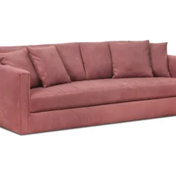 Canapé 4 Places En Velours Fines Côtes Terracotta + 4 Coussins - Denver -Promos Chesteris Boutique canape 9484173