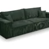 Canapé Convertible 4 Places Avec Coffre Isaac Velours Côtelé Vert Sapin