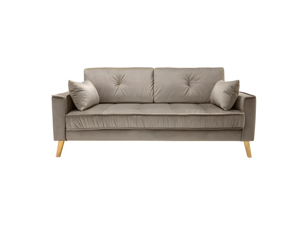 Canapé 3 Places En Velours Taupe Design Classique - VLAD 1 Canapé 3 Places En Velours Taupe Design Classique - VLAD