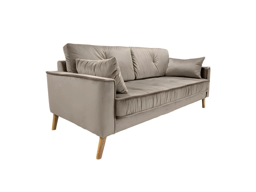 Canapé 3 Places En Velours Taupe Design Classique - VLAD 3 Canapé 3 Places En Velours Taupe Design Classique - VLAD – Image 3