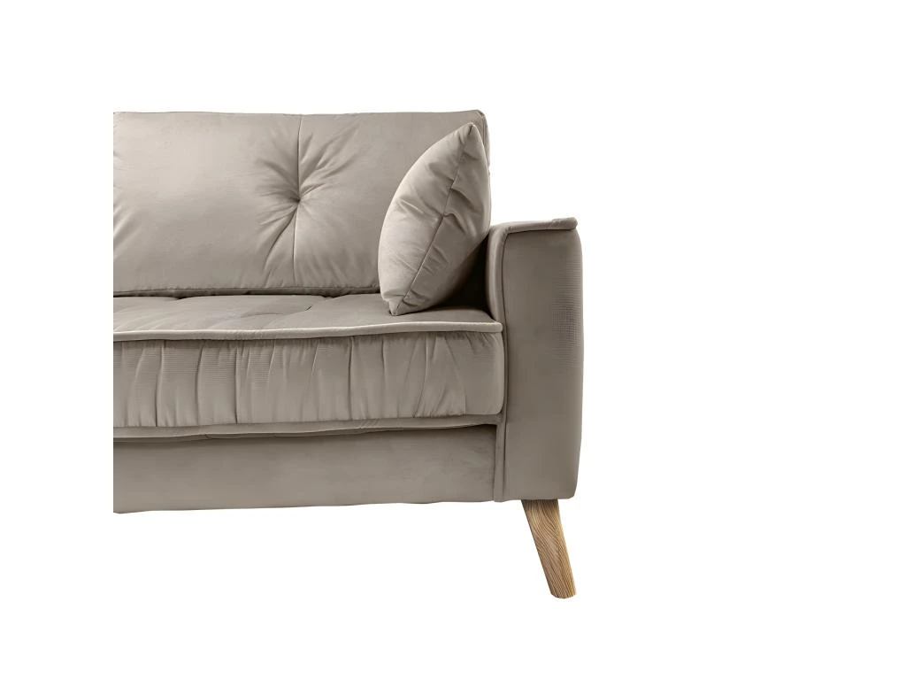 Canapé 3 Places En Velours Taupe Design Classique - VLAD 5 Canapé 3 Places En Velours Taupe Design Classique - VLAD – Image 5