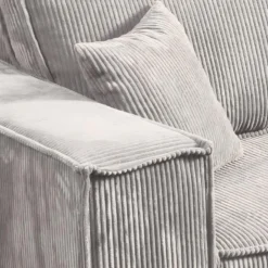 Canapé Convertible 4 Places Avec Coffre Isaac Velours Côtelé Blanc Cassé -Promos Chesteris Boutique canape 9484941