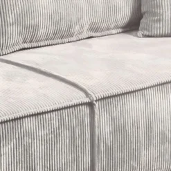 Canapé Convertible 4 Places Avec Coffre Isaac Velours Côtelé Blanc Cassé -Promos Chesteris Boutique canape 9484943