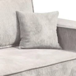 Canapé Convertible 4 Places Avec Coffre Isaac Velours Côtelé Blanc Cassé -Promos Chesteris Boutique canape 9484945