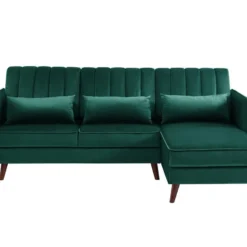 Canapé Angle IDAHO En Velours Vert Fixe