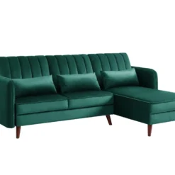 Canapé Angle IDAHO En Velours Vert Fixe -Promos Chesteris Boutique canape 9485007