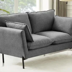 Canapé 2 Places En Tissu Gris SIENA