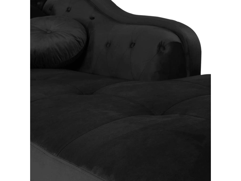 Canapé D'angle Droit Empire Velours Noir Style Chesterfield 3 Canapé D'angle Droit Empire Velours Noir Style Chesterfield – Image 3