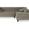 Canapé D'angle Droit Empire Velours Taupe Style Chesterfield
