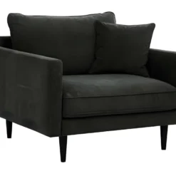 Canapé En Velours Coloris Vert Kaki - Longueur 110 X Profondeur 96 X Hauteur 85 Cm