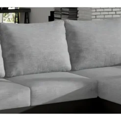 Canapé D'angle Convertible - En Tissu Gris Et Simili Noir, Angle Droit (vu De Face) - LUCAS 9 Canapé D'angle Convertible - En Tissu Gris Et Simili Noir, Angle Droit (vu De Face) - LUCAS -Promos Chesteris Boutique canape 9992581