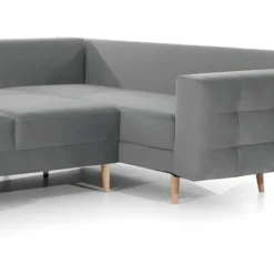 Canapé Panoramique Convertible - ASMA VELOURS - En Tissu De Qualité 5 Places, Gris, Méridienne à Gauche Et Angle à Droite (vu De Face) -Promos Chesteris Boutique canape 9993283