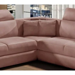 Canapé D'angle - Convertible - FELIPE VELOURS - En Tissu Luxe Rose Pale, 5/6 Places -Promos Chesteris Boutique canape 9993353