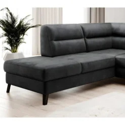 Canapé D'angle Convertible - CASTA VELOURS - En Tissu Luxe, Anthracite, 5/6 Places, Angle Gauche (vu De Face) -Promos Chesteris Boutique canape 9993467