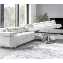 Canapé D'angle Convertible En Tissu Luxe 5 Places, ANNECY VELOURS Luxe, Couleur Blanc, Angle Droit (vu De Face) 7 Canapé D'angle Convertible En Tissu Luxe 5 Places, ANNECY VELOURS Luxe, Couleur Blanc, Angle Droit (vu De Face) -Promos Chesteris Boutique canape 9993527