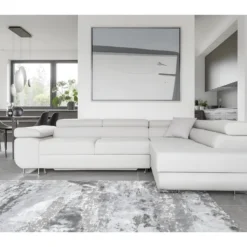 Canapé D'angle Convertible En Tissu Luxe 5 Places, ANNECY VELOURS Luxe, Couleur Blanc, Angle Droit (vu De Face) 8 Canapé D'angle Convertible En Tissu Luxe 5 Places, ANNECY VELOURS Luxe, Couleur Blanc, Angle Droit (vu De Face) -Promos Chesteris Boutique canape 9993529