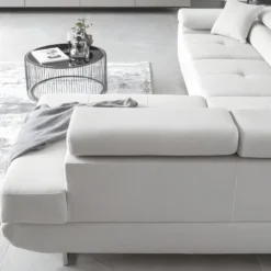 Canapé D'angle Convertible En Tissu Luxe 5 Places, ANNECY VELOURS Luxe, Couleur Blanc, Angle Droit (vu De Face) 9 Canapé D'angle Convertible En Tissu Luxe 5 Places, ANNECY VELOURS Luxe, Couleur Blanc, Angle Droit (vu De Face) -Promos Chesteris Boutique canape 9993531