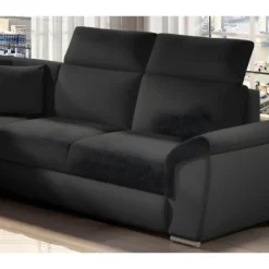 Canapé D'angle - Convertible - FELIPE - En Tissu Noir Et Simili Cuir Noir, 5/6 Places 9 Canapé D'angle - Convertible - FELIPE - En Tissu Noir Et Simili Cuir Noir, 5/6 Places -Promos Chesteris Boutique canape 9993559