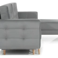 Canapé D'angle Convertible ASSIA VELOURS - En Tissu De Qualité 5 Places, Gris, Angle Droit (vu De Face) -Promos Chesteris Boutique canape 9993651