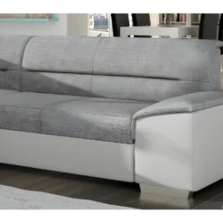 Canapé D'angle Convertible En Tissu Luxe Gris Et Simili Cuir Blanc Cassé, 5 Places, Avec Coffre, Angle Gauche (vu De Face), VERTU MIX 7 Canapé D'angle Convertible En Tissu Luxe Gris Et Simili Cuir Blanc Cassé, 5 Places, Avec Coffre, Angle Gauche (vu De Face), VERTU MIX -Promos Chesteris Boutique canape 9993697