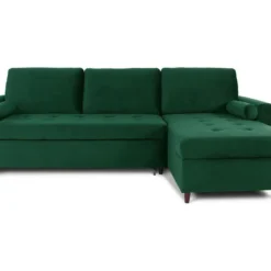 Canapé D'angle Convertible Réversible Claudio En Velours Vert