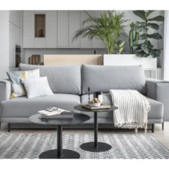 Canapé 3/4 Places Convertible Et Espace De Rangement, Gris, En Tissu De Qualité, DANY