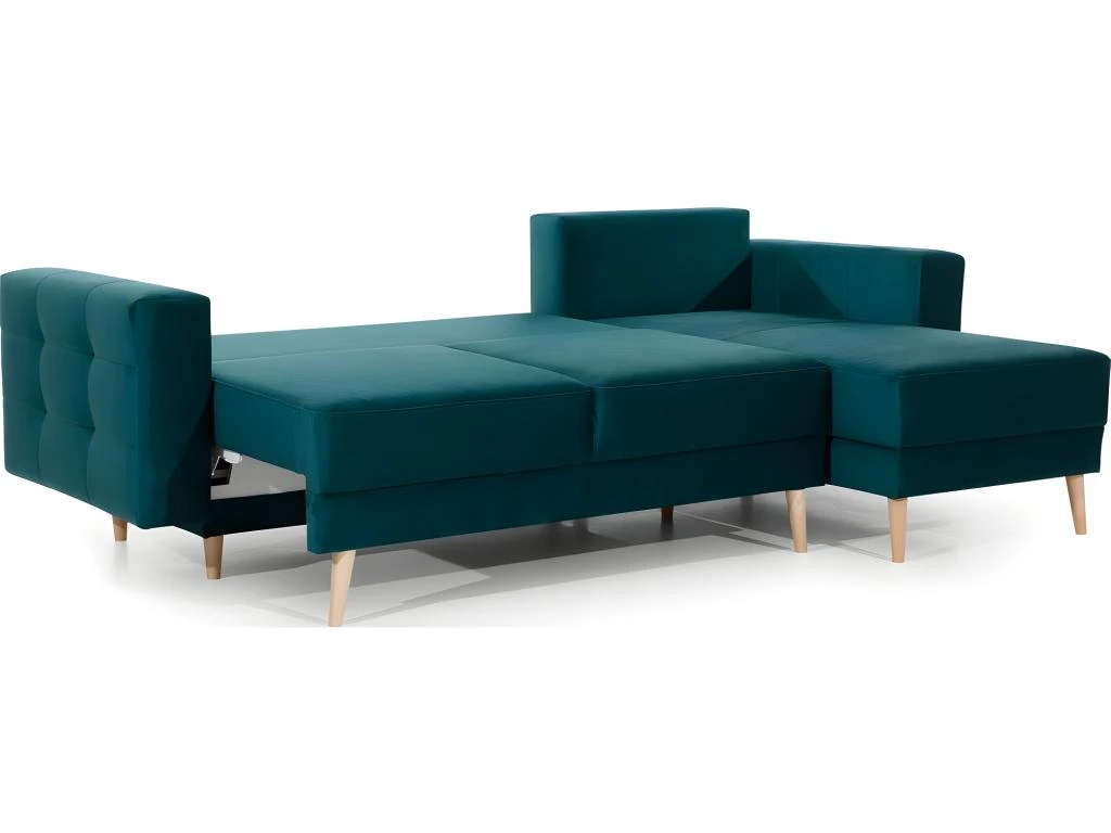 Canapé D'angle Convertible ASSIA VELOURS - En Tissu De Qualité 5 Places, Vert, Angle Droit (vu De Face) 4 Canapé D'angle Convertible ASSIA VELOURS - En Tissu De Qualité 5 Places, Vert, Angle Droit (vu De Face) – Image 4