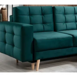 Canapé D'angle Convertible ASSIA VELOURS - En Tissu De Qualité 5 Places, Vert, Angle Droit (vu De Face) 9 Canapé D'angle Convertible ASSIA VELOURS - En Tissu De Qualité 5 Places, Vert, Angle Droit (vu De Face) -Promos Chesteris Boutique canape 9994239