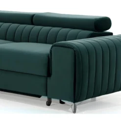 Canapé D'angle Convertible En Tissu Velours Luxe Vert, 5 Places, Angle Gauche (vu De Face) - GRECE VELOURS -Promos Chesteris Boutique canape 9994339