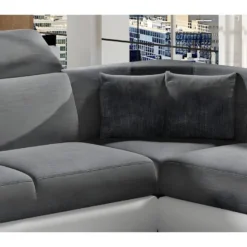 Canapé D'angle - Convertible - FELIPE - En Tissu Gris Et Simili Cuir Blanc, 5/6 Places 8 Canapé D'angle - Convertible - FELIPE - En Tissu Gris Et Simili Cuir Blanc, 5/6 Places -Promos Chesteris Boutique canape 9994409