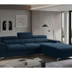 Canapé D'angle Convertible En Tissu Velours Luxe Bleu, 5 Places, Angle Droit (vu De Face) - GRECE VELOURS 8 Canapé D'angle Convertible En Tissu Velours Luxe Bleu, 5 Places, Angle Droit (vu De Face) - GRECE VELOURS -Promos Chesteris Boutique canape 9994501