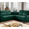 Canapé D'angle - Convertible - FELIPE VELOURS - En Tissu Luxe Vert, 5/6 Places