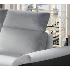 Canapé D'angle - Convertible - FELIPE - En Tissu Gris Clair Et Simili Cuir Noir, 5/6 Places -Promos Chesteris Boutique canape 9994655