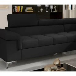 Canapé D'angle Convertible - ERNEST - En Tissu Luxe 5 Places, Noir, Angle Droit (vu De Face) 9 Canapé D'angle Convertible - ERNEST - En Tissu Luxe 5 Places, Noir, Angle Droit (vu De Face) -Promos Chesteris Boutique canape 9994715