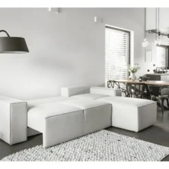 Canapé D'angle Convertible - SIDNEY VELOURS - En Tissu Luxe - 5/6 Places, Blanc Cassé, Angle Droit (vu De Face) 7 Canapé D'angle Convertible - SIDNEY VELOURS - En Tissu Luxe - 5/6 Places, Blanc Cassé, Angle Droit (vu De Face) -Promos Chesteris Boutique canape 9994789