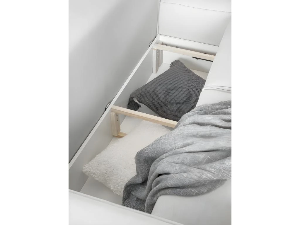 Canapé D'angle Convertible - SIDNEY VELOURS - En Tissu Luxe - 5/6 Places, Blanc Cassé, Angle Droit (vu De Face) 4 Canapé D'angle Convertible - SIDNEY VELOURS - En Tissu Luxe - 5/6 Places, Blanc Cassé, Angle Droit (vu De Face) – Image 4