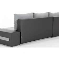 Canapé D'angle Convertible En Tissu Luxe Noir Et Simili Cuir Noir, 5 Places, Angle Droit (vu De Face) - OTELLO 9 Canapé D'angle Convertible En Tissu Luxe Noir Et Simili Cuir Noir, 5 Places, Angle Droit (vu De Face) - OTELLO -Promos Chesteris Boutique canape 9994853