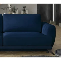 Canapé 3/4 Places Convertible - Bleu Foncé - En Tissu Velours De Qualité Luxe, MEGANE -Promos Chesteris Boutique canape 9994873