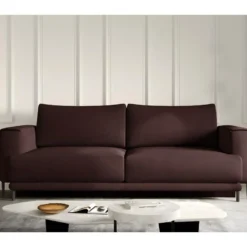 Canapé 3/4 Places Convertible Et Espace De Rangement, Marron, En Tissu De Qualité, DANY