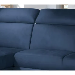 Canapé D'angle Convertible En Tissu Velours Prestige, Bleu, 5 Places, Angle Gauche (vu De Face) - TRESOR 9 Canapé D'angle Convertible En Tissu Velours Prestige, Bleu, 5 Places, Angle Gauche (vu De Face) - TRESOR -Promos Chesteris Boutique canape 9995055