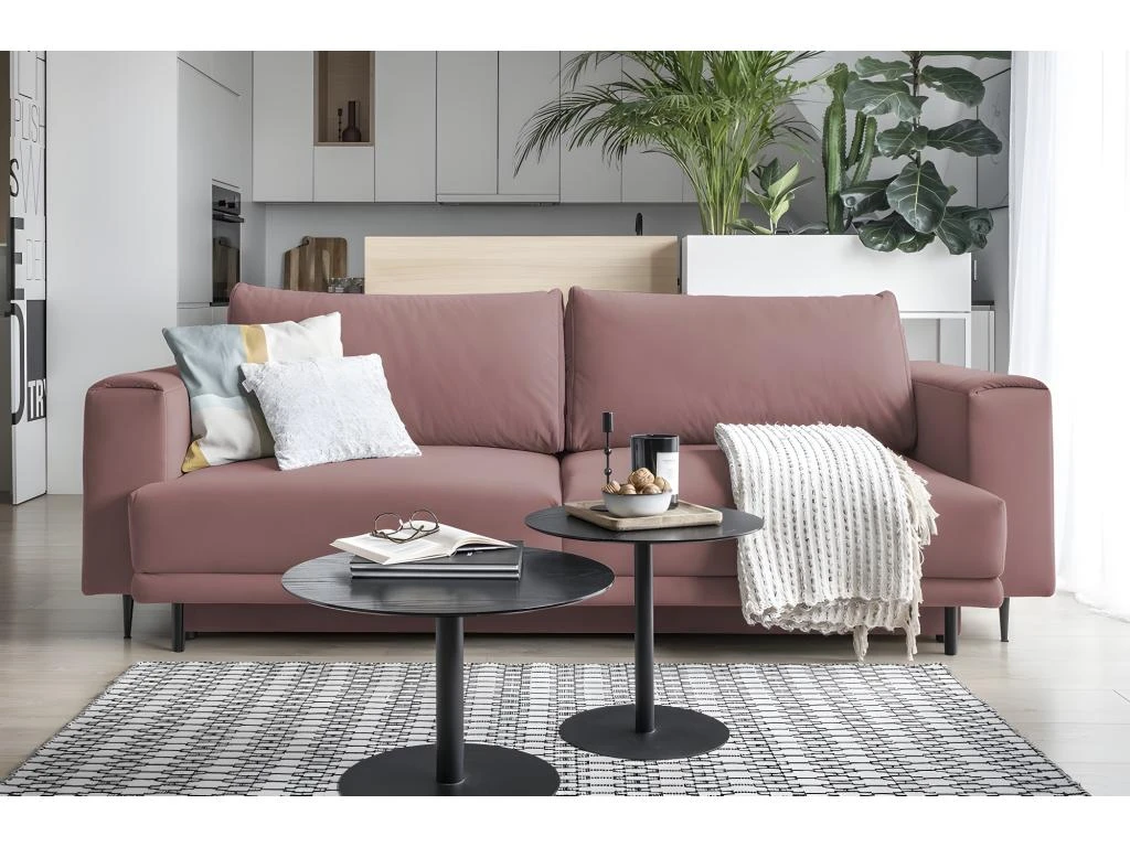 Canapé 3/4 Places Convertible Et Espace De Rangement - Rose - En Tissu De Qualité, DANY 1 Canapé 3/4 Places Convertible Et Espace De Rangement - Rose - En Tissu De Qualité, DANY