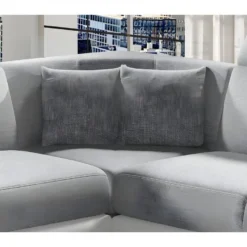 Canapé D'angle - Convertible - FELIPE - En Tissu Gris Clair Et Simili Cuir Blanc, 5/6 Places -Promos Chesteris Boutique canape 9995357