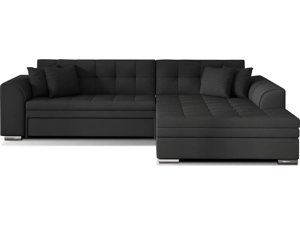 Canapé D'angle Convertible, SOHO, En Tissu De Qualité, Noir, 5/6 Places, Angle Droit (vu De Face) 1 Canapé D'angle Convertible, SOHO, En Tissu De Qualité, Noir, 5/6 Places, Angle Droit (vu De Face)