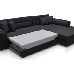 Canapé D'angle Convertible, SOHO, En Tissu De Qualité, Noir, 5/6 Places, Angle Droit (vu De Face) 7 Canapé D'angle Convertible, SOHO, En Tissu De Qualité, Noir, 5/6 Places, Angle Droit (vu De Face) -Promos Chesteris Boutique canape 9995589