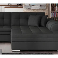 Canapé D'angle Convertible, SOHO, En Tissu De Qualité, Noir, 5/6 Places, Angle Droit (vu De Face) 8 Canapé D'angle Convertible, SOHO, En Tissu De Qualité, Noir, 5/6 Places, Angle Droit (vu De Face) -Promos Chesteris Boutique canape 9995591