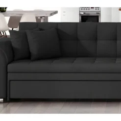 Canapé D'angle Convertible, SOHO, En Tissu De Qualité, Noir, 5/6 Places, Angle Droit (vu De Face) 9 Canapé D'angle Convertible, SOHO, En Tissu De Qualité, Noir, 5/6 Places, Angle Droit (vu De Face) -Promos Chesteris Boutique canape 9995593