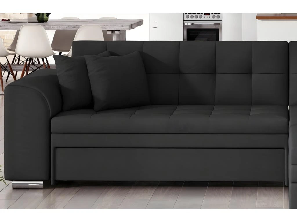 Canapé D'angle Convertible, SOHO, En Tissu De Qualité, Noir, 5/6 Places, Angle Droit (vu De Face) 5 Canapé D'angle Convertible, SOHO, En Tissu De Qualité, Noir, 5/6 Places, Angle Droit (vu De Face) – Image 5