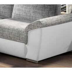 Canapé D'angle - Convertible - FELIPE - En Tissu Beige Et Simili Cuir Blanc, 5/6 Places -Promos Chesteris Boutique canape 9995613