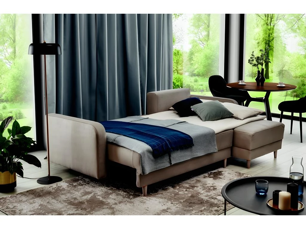 Canapé D'angle Convertible En Tissu Velours Luxe, Rangement - Noir, Angle Droit(vu De Face), ROXANE VELOURS 4 Canapé D'angle Convertible En Tissu Velours Luxe, Rangement - Noir, Angle Droit(vu De Face), ROXANE VELOURS – Image 4